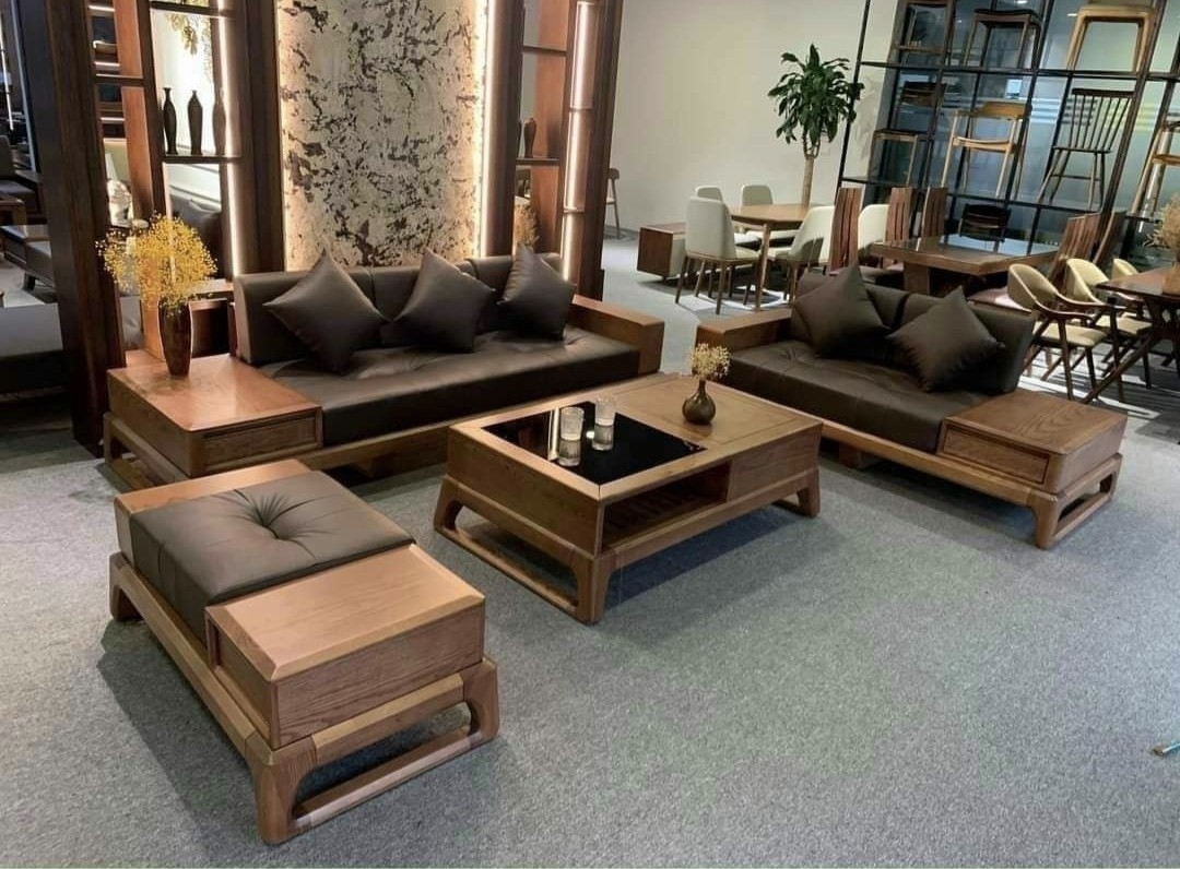 Bộ Sofa Gỗ Phòng Khách Rộng 3m2×2m3 giá 16tr500