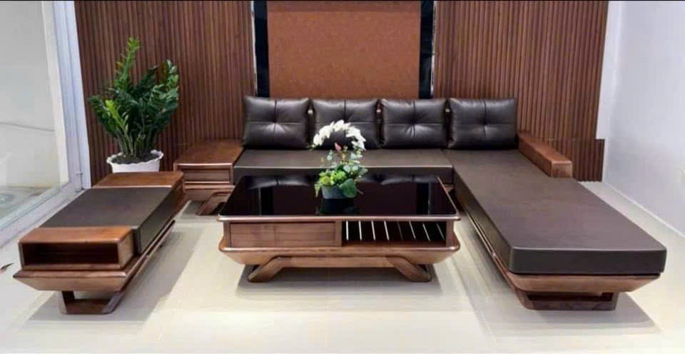 Bộ bàn ghế phòng khách sofa gỗ sồi